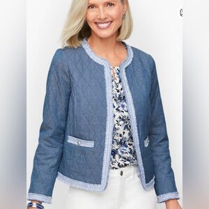 Talbots fringe chambray quilted jacket 4